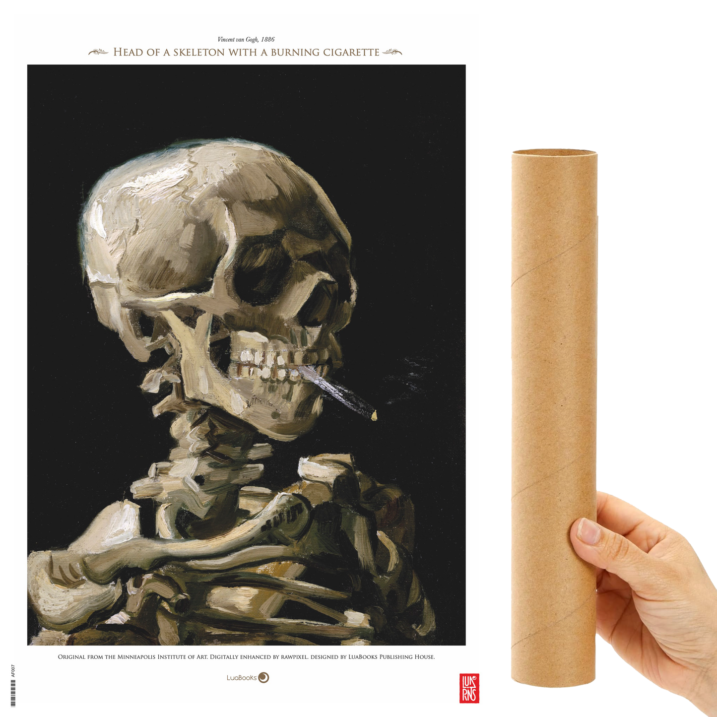Cabeza de esqueleto con un cigarrillo encendido de Vincent van Gogh- Print 30x45cm